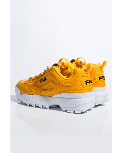 fila yellow disruptor ii leather trainers