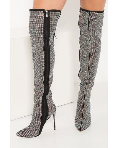 rhinestone thigh boots