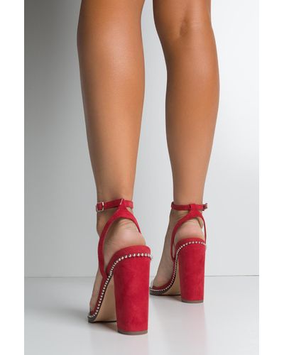red clear strap heels