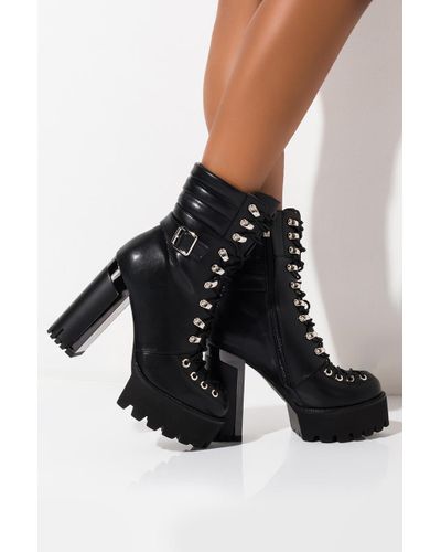 black thick heel booties