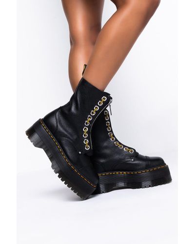 AKIRA Leather Dr Martens Sinclair Hi Max Platform Zipper Bootie in Black |  Lyst