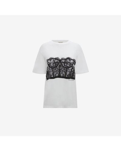 Alexander McQueen Lace Corset T-Shirt - White