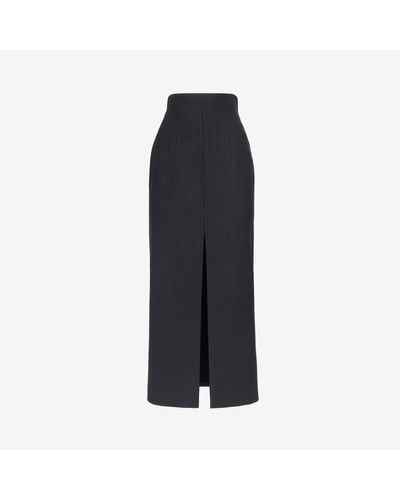 Alexander McQueen & Silver Pinstripe Pencil Skirt - Black