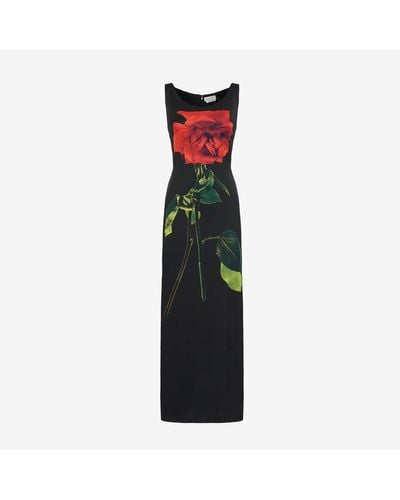 Alexander McQueen Shadow Rose Pencil Dress - Black