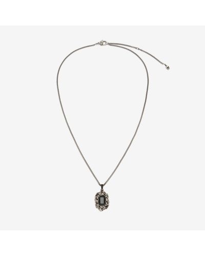 Alexander McQueen Silver Ivy Skull Necklace - Natural