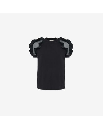 Alexander McQueen ラッフル ディテール Tシャツ - ブラック