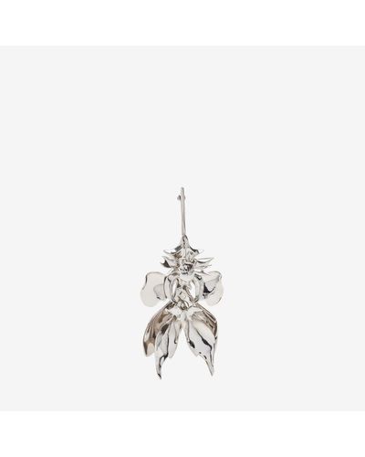 Alexander McQueen Silver Orchid Stick Earring - White