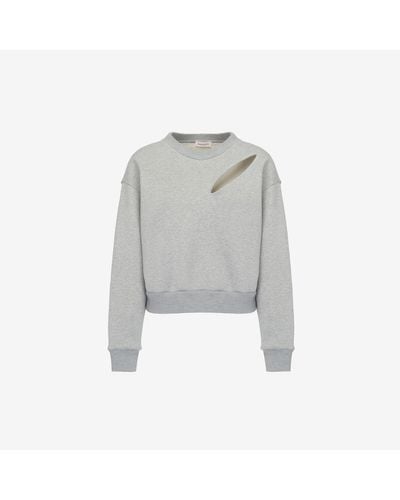 Alexander McQueen Silver Slashed Sweatshirt - Grey