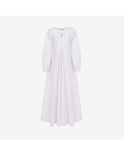 Alexander McQueen White Cocoon Sleeve Knot Midi Dress