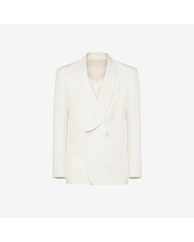 Alexander McQueen White Half Shawl Collar Double-breasted Jacket