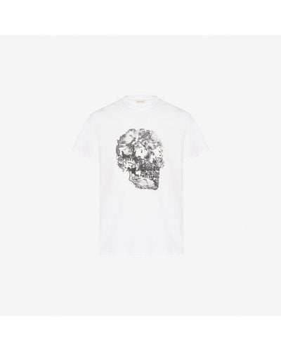 Alexander McQueen White Wax Flower Skull T-shirt