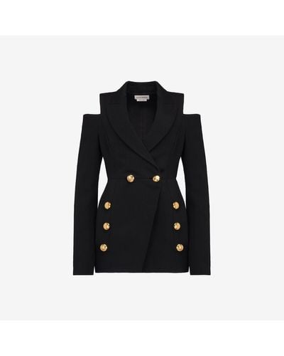 Alexander McQueen Cut-out Double-breasted Military Jacket - Black