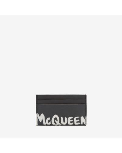 Alexander McQueen Black Mcqueen Graffiti Card Holder - Grey