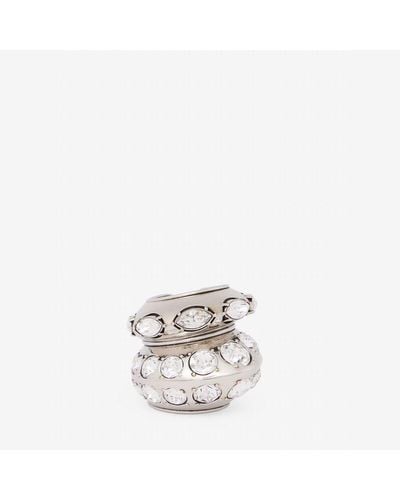 Alexander McQueen Crystal-embellished Accumulation Ring - Metallic