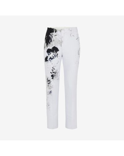 Alexander McQueen Multicoloured Tailored Cigarette Trousers - White