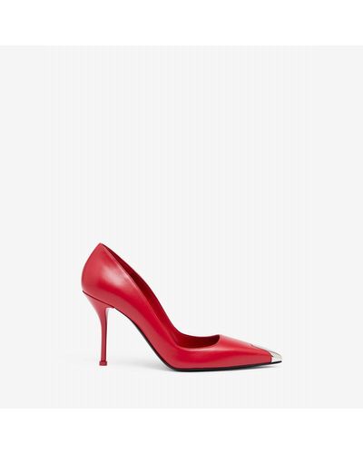 Alexander McQueen Leather Punk Court Shoes 90 - Red