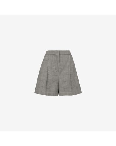 Alexander McQueen Black Prince Of Wales Tailored Shorts - Grey