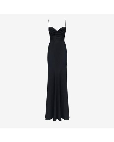 Alexander McQueen Draped Neckline Evening Dress - Black