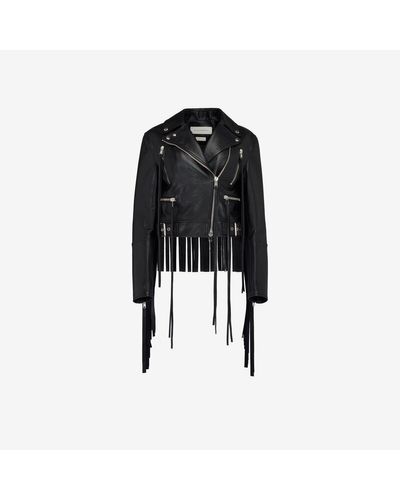 Alexander McQueen Fringed Biker Jacket - Black