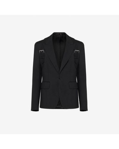 Alexander McQueen ハーネス シングルブレストジャケット - ブラック