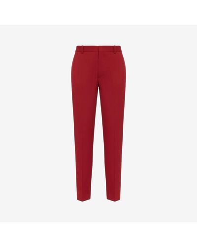 Alexander McQueen Red Tailored Cigarette Trousers