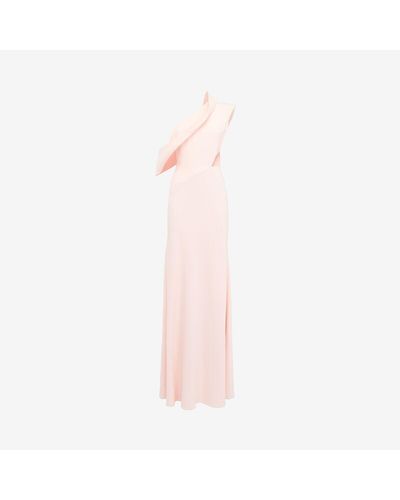 Alexander McQueen Pink Asymmetric Draped Evening Dress