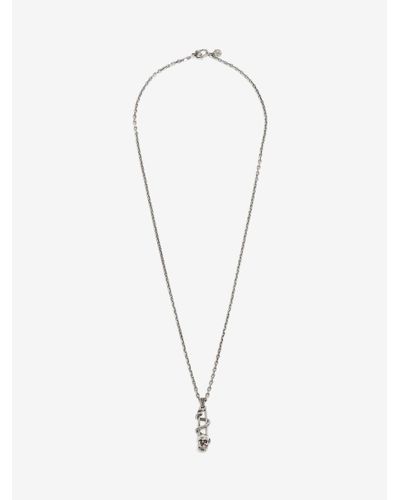 Alexander McQueen Silver Skull Safety Pin Necklace - Metallic
