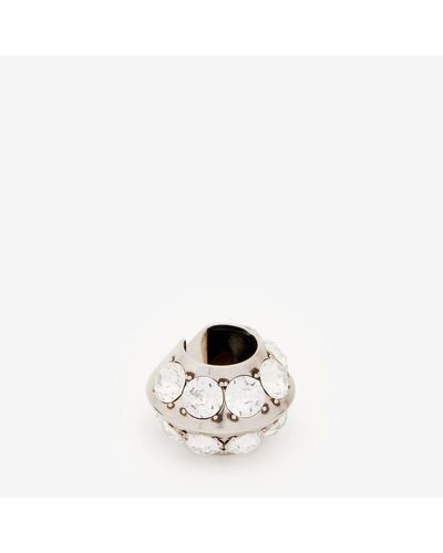 Alexander McQueen Silver Jewelled Hexagonal Ear Cuff - White