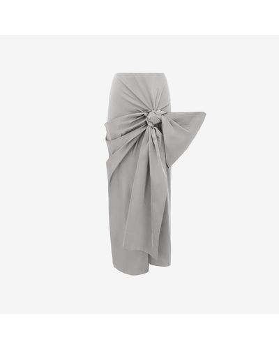 Alexander McQueen Bow Detail Slim Skirt - Grey