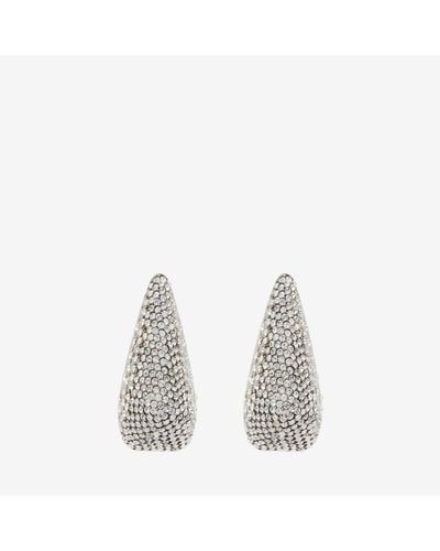Alexander McQueen Silver Jewelled Claw Earrings - White