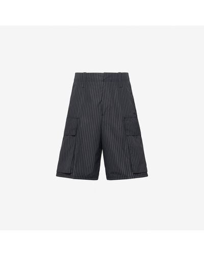 Alexander McQueen Black Pinstripe Cargo Shorts - Grey
