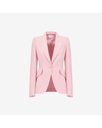 Alexander McQueen Pink Peak Shoulder Leaf Crepe Jacket