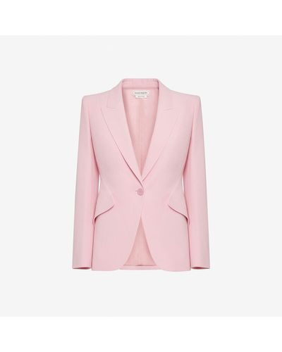 Alexander McQueen Padded-shoulder Single-breasted Woven Blazer - Pink