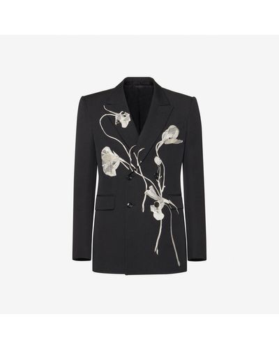 Alexander McQueen Pressed Flower Double-breasted Jacket - Black