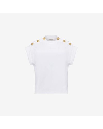 Alexander McQueen シール ボタン Tシャツ - ホワイト