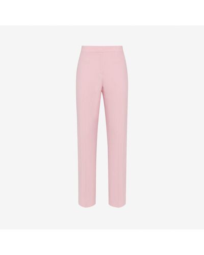 Alexander McQueen Pink Leaf Crepe Cigarette Trousers