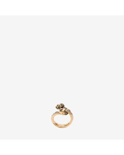 Alexander McQueen Embellished Brass Ring - Metallic