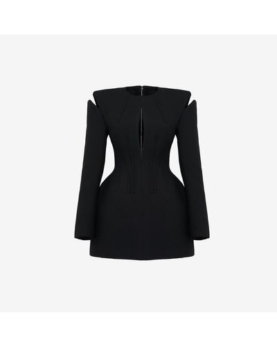 Alexander McQueen Lace Detail Slashed Mini Dress - Black