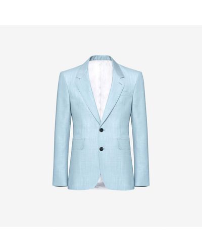 Alexander McQueen Blue Neat Shoulder Single-breasted Jacket