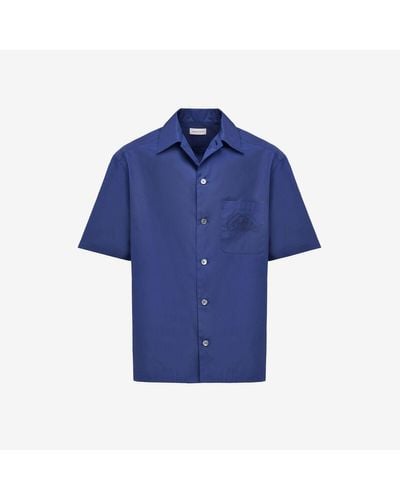 Alexander McQueen シールロゴ ボウリングシャツ - ブルー