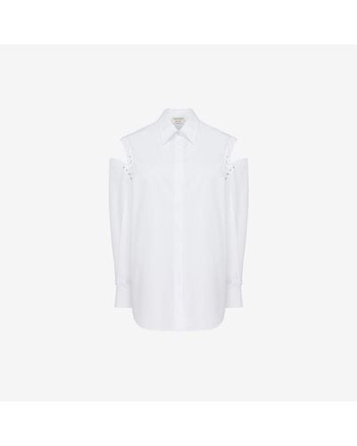Alexander McQueen White Lace Detail Slashed Cocoon Shirt
