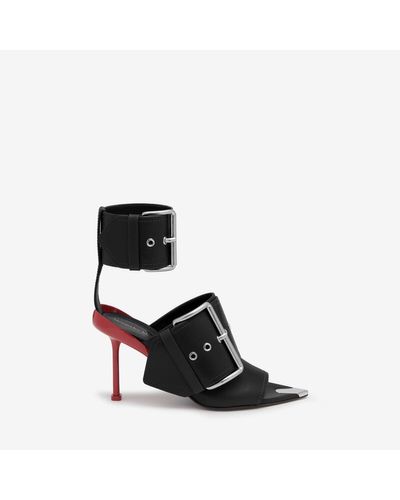 Alexander McQueen Black Slash Buckle Sandal