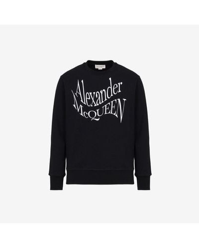 Alexander McQueen Alexander Mc Queen Black Crewneck Sweatshirt With Distorted Logo