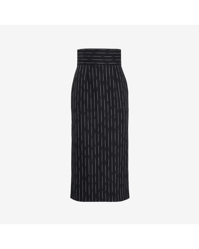 Alexander McQueen Black Broken Pinstripe Pencil Skirt