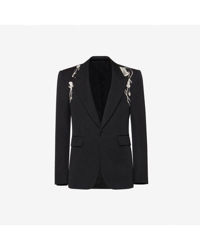 Alexander McQueen Pressed Flower Harness Single-breasted Jacket - Black