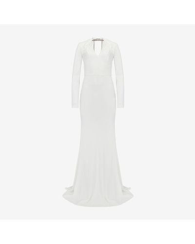 Alexander McQueen ツイステッド クリスタル イブニングドレス - ホワイト