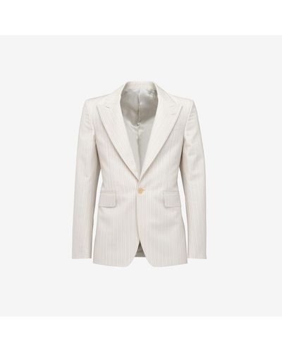 Alexander McQueen Grey & Silver Neat Shoulder Single-breasted Jacket - White
