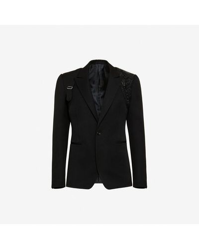 Alexander McQueen Embroidered Harness Single-breasted Blazer - Black
