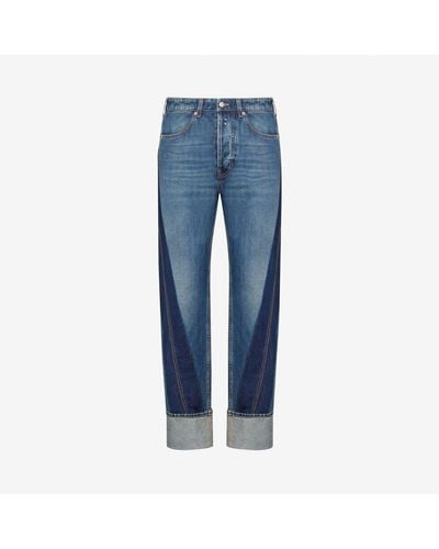 Alexander McQueen Blue Twisted Stripe Jeans