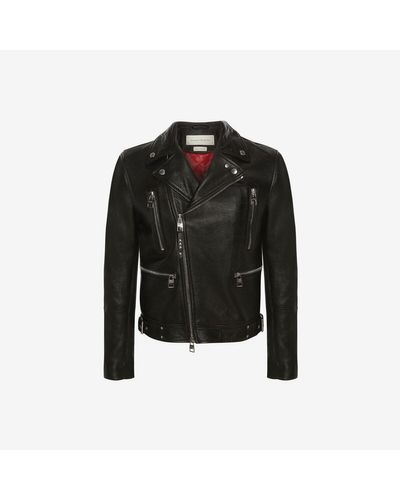 Alexander McQueen Mcqueen クラシック レザー バイカー ジャケット - ブラック